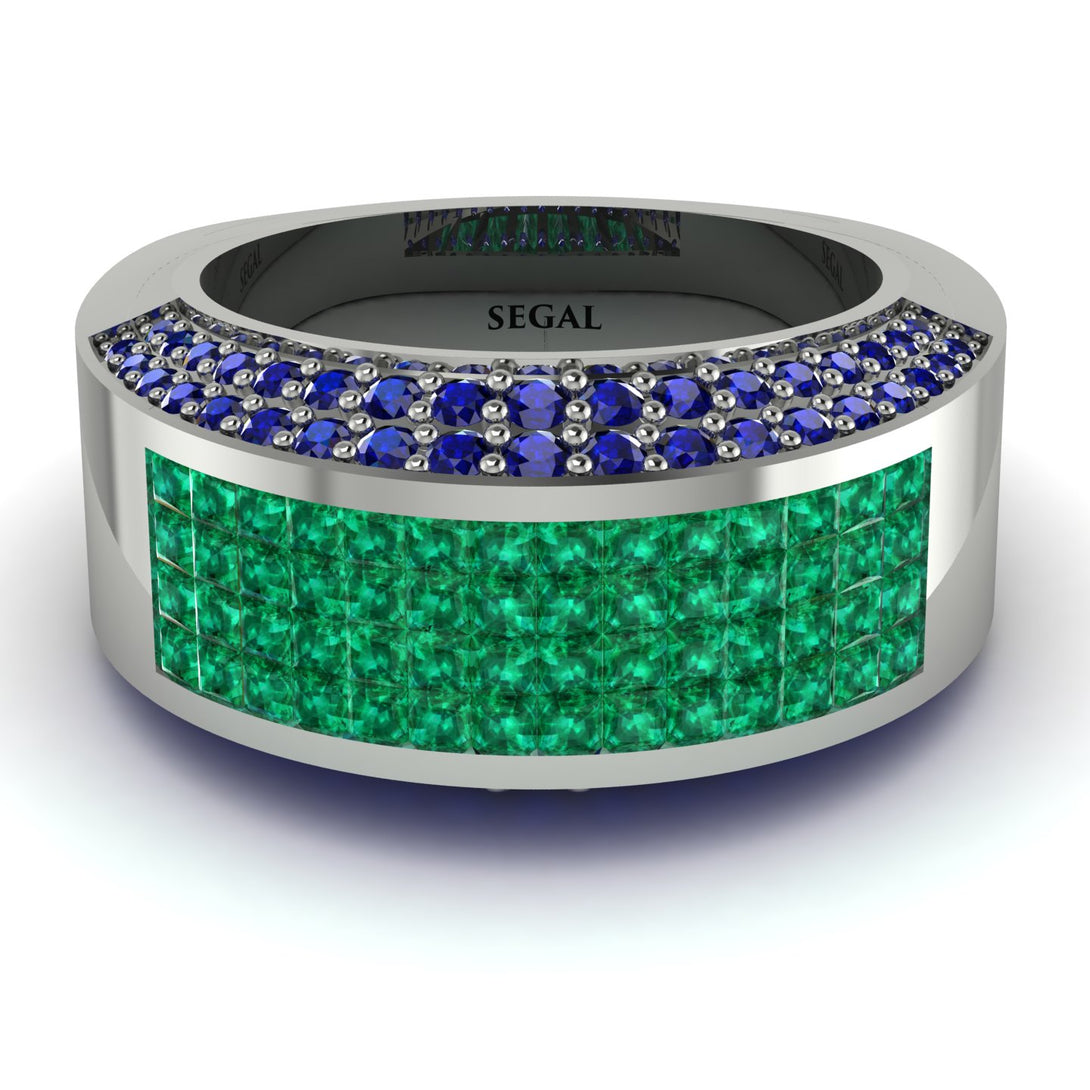 Emerald Cluster Wide Fancy Wedding Band - Kyla No. 66