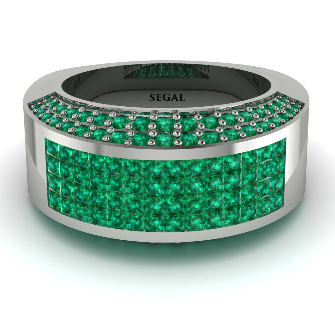Emerald Cluster Wide Fancy Wedding Band - Kyla No. 21