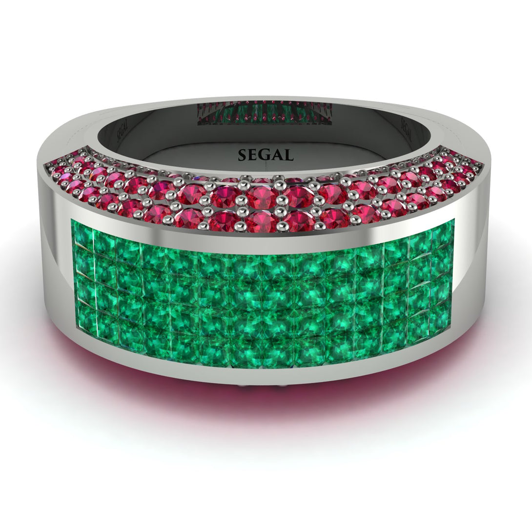 Emerald Cluster Wide Fancy Wedding Band - Kyla No. 51