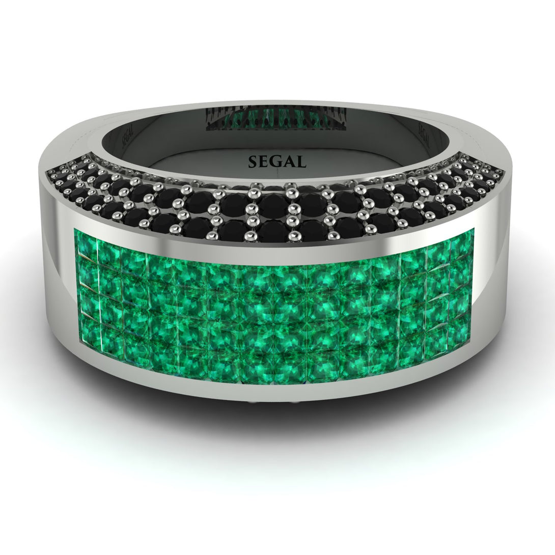 Emerald Cluster Wide Fancy Wedding Band - Kyla No. 36