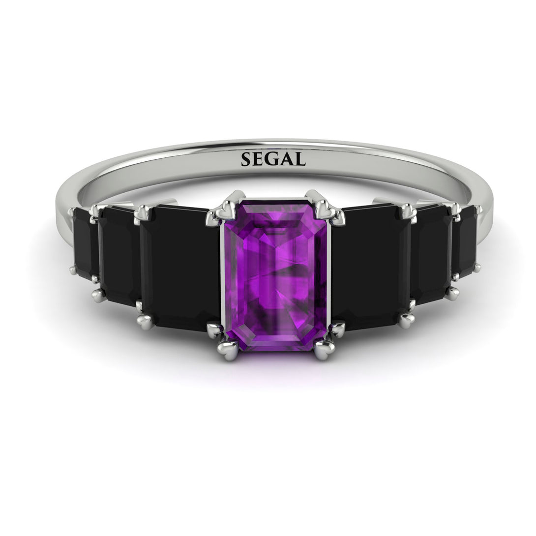 Emerald Cut Amethyst Geometrical Ring - Briella No. 309