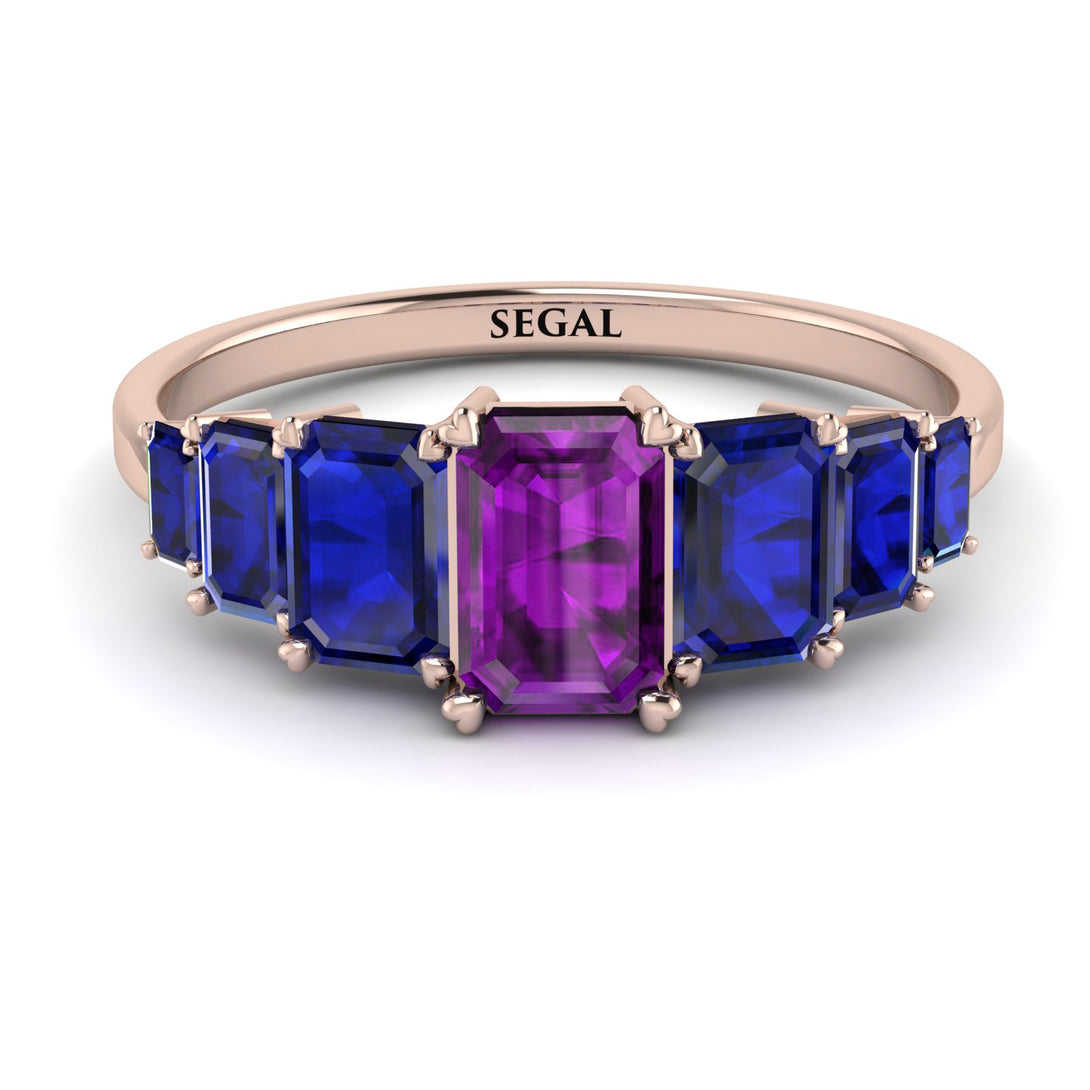 Emerald Cut Amethyst Geometrical Ring - Briella No. 314