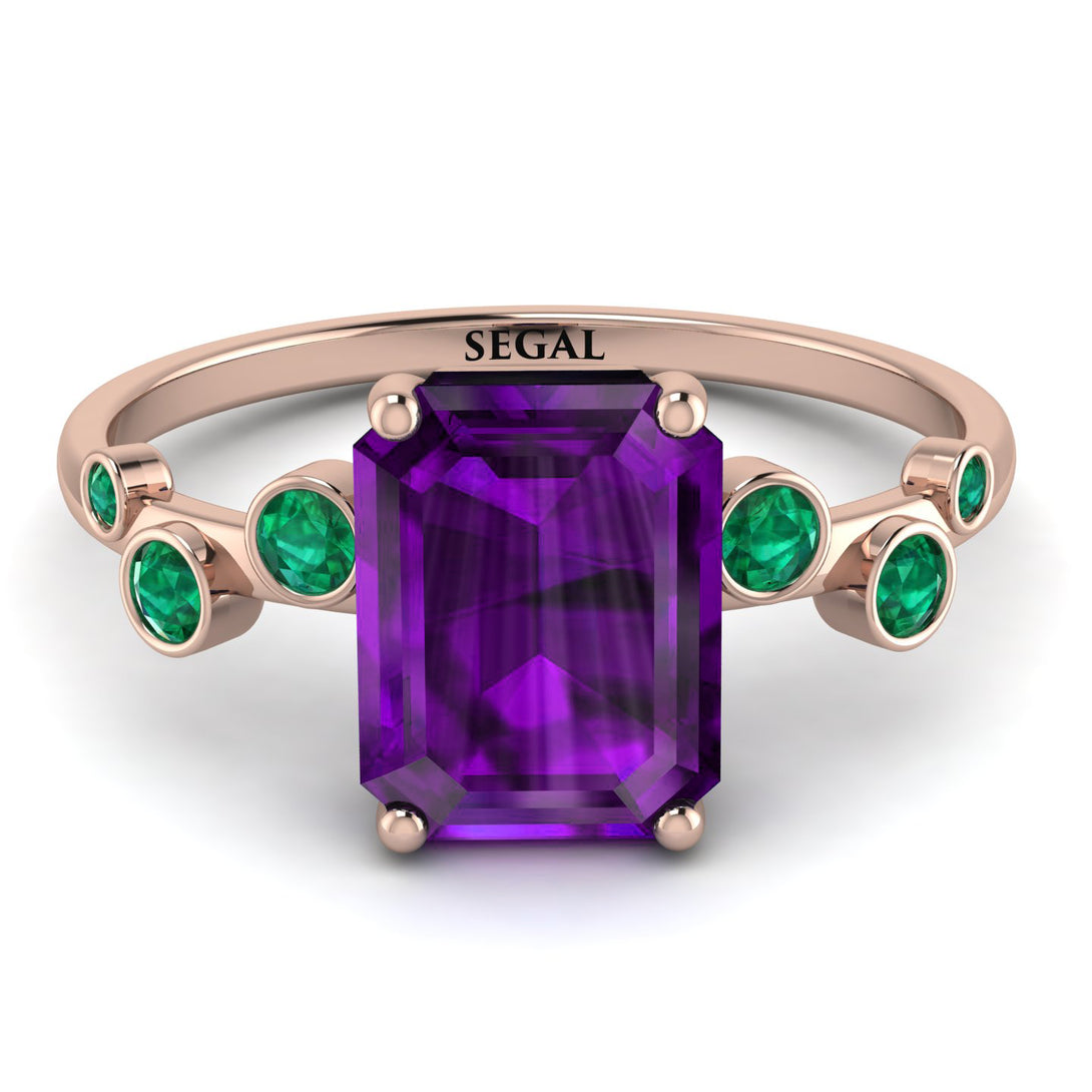 Emerald Cut Amethyst Ring With Bezel - Alina No. 305