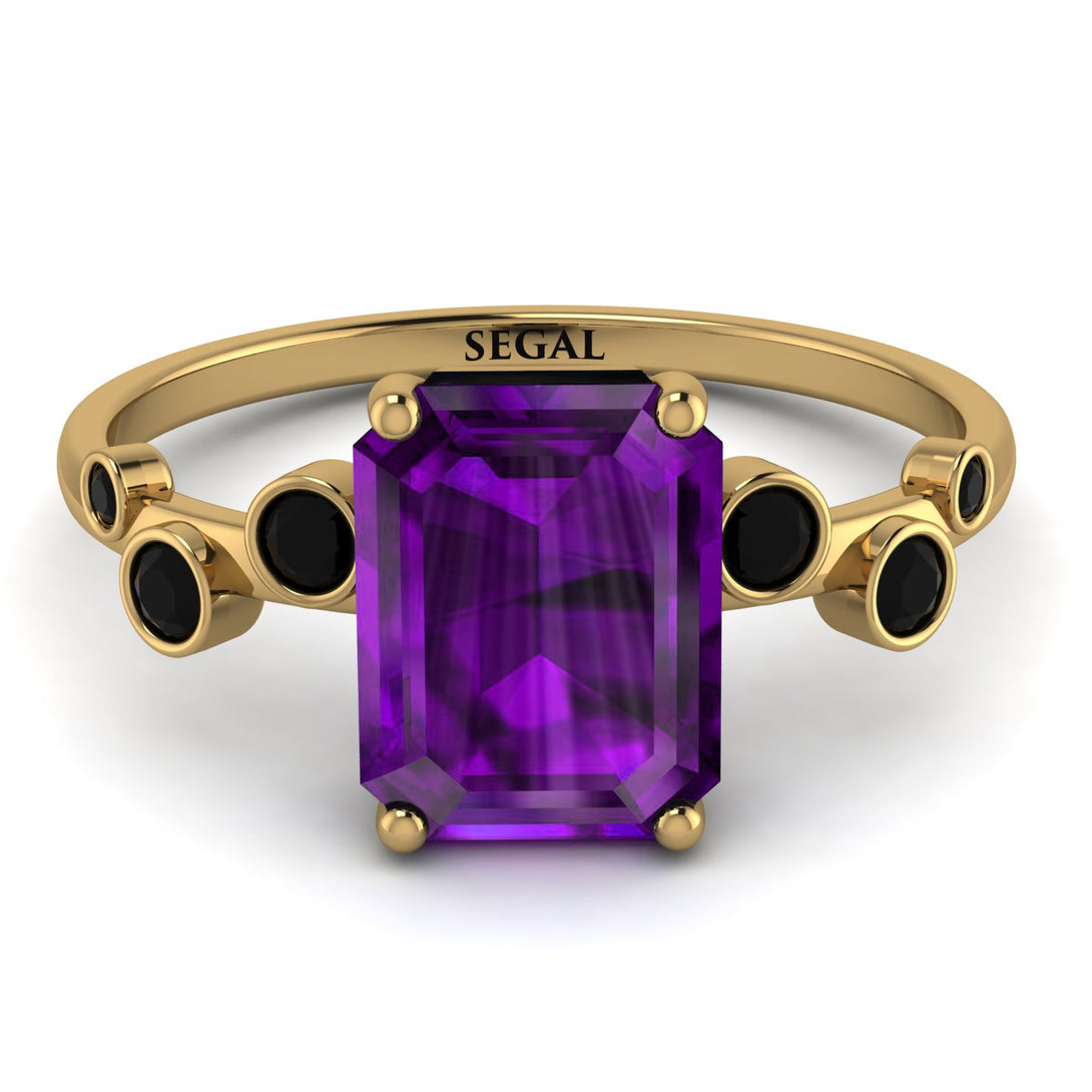 Emerald Cut Amethyst Ring With Bezel - Alina No. 307