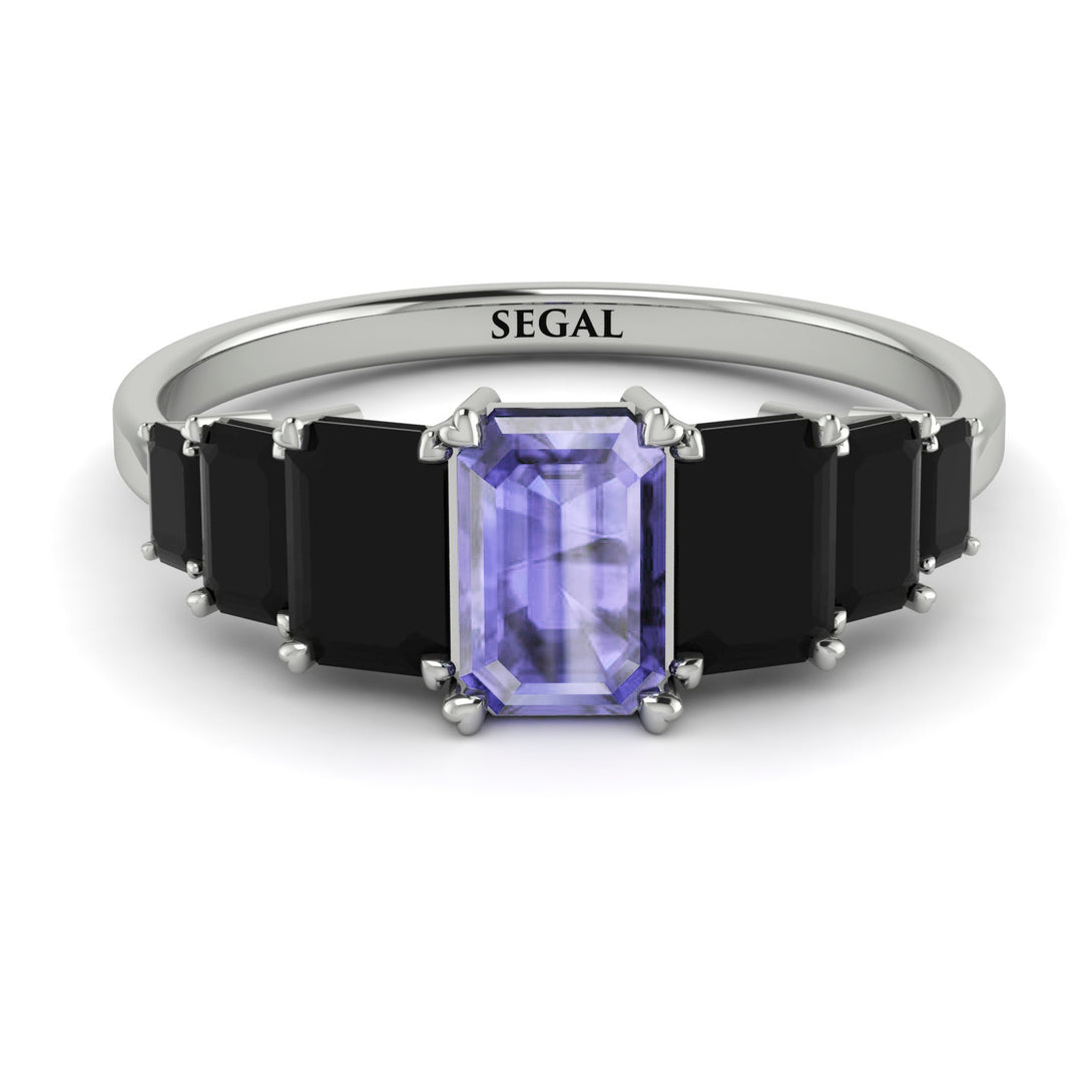 Emerald Cut Tanzanite Geometrical Ring - Briella No. 209