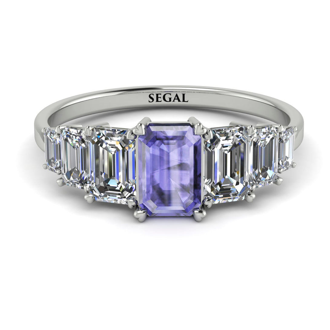 Emerald Cut Tanzanite Geometrical Ring - Briella No. 203