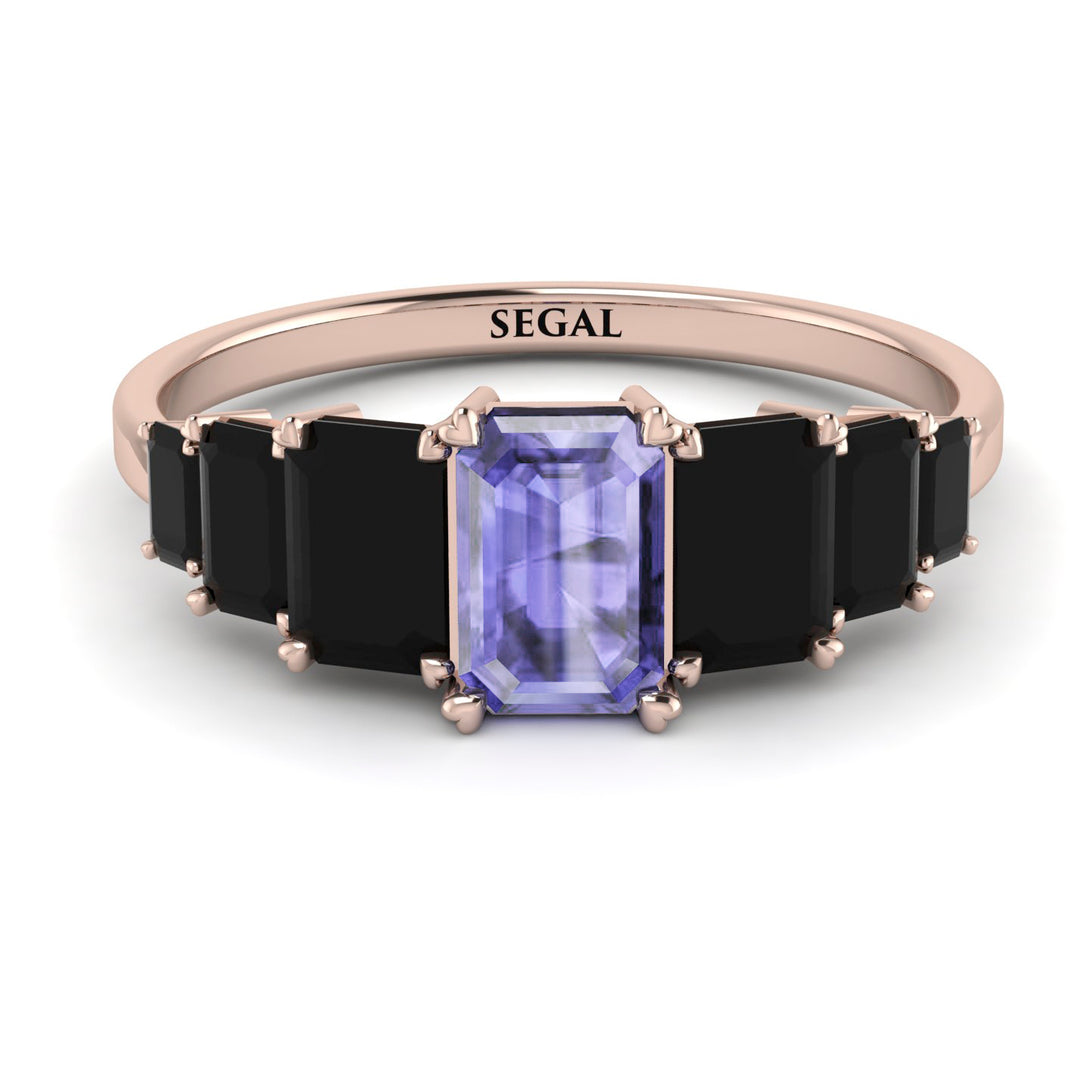 Emerald Cut Tanzanite Geometrical Ring - Briella No. 208