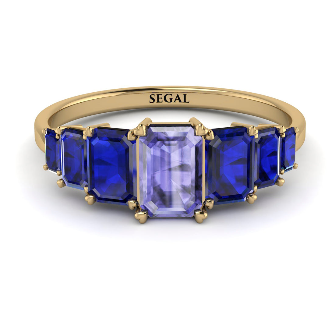 Emerald Cut Tanzanite Geometrical Ring - Briella No. 213