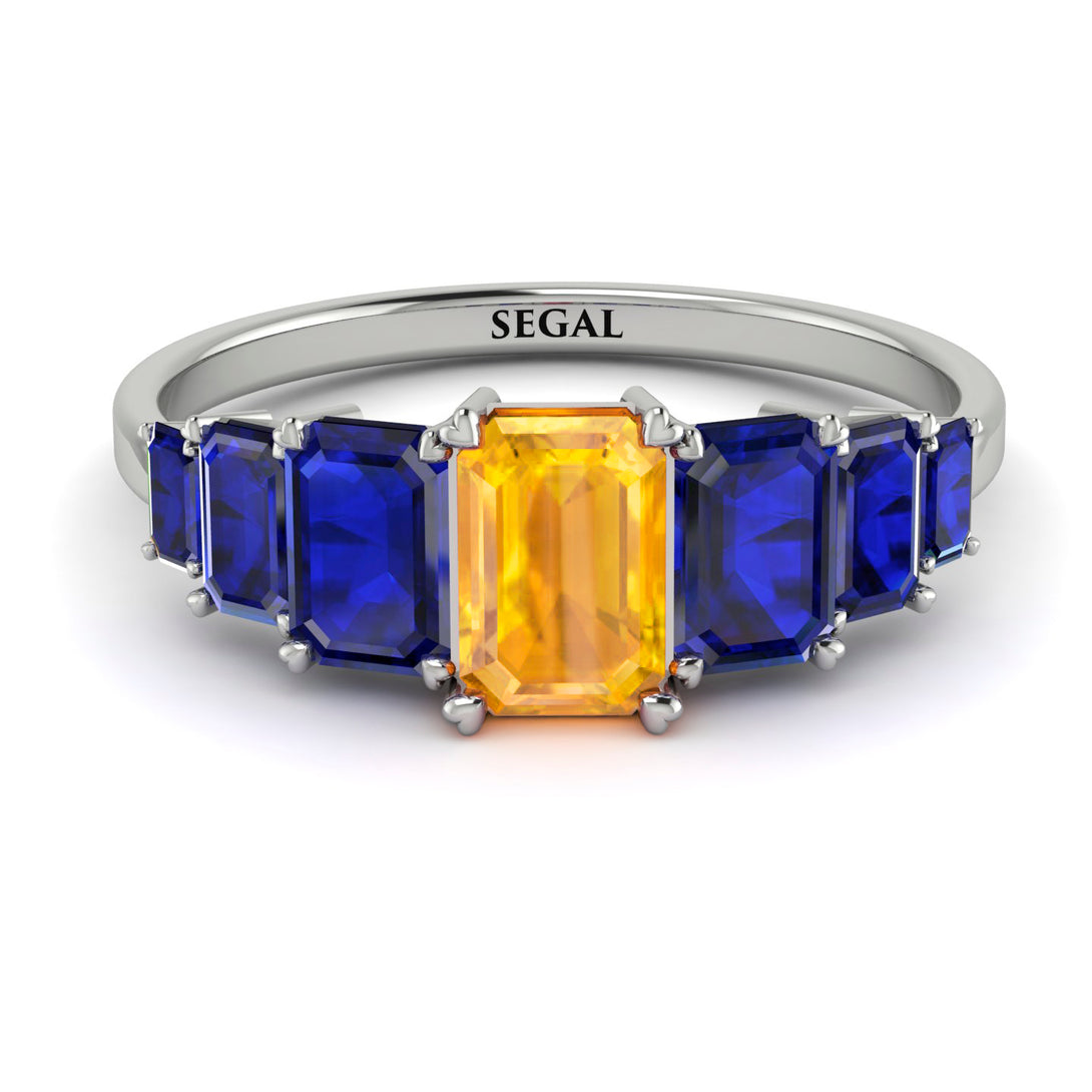Emerald Cut Yellow Diamond Geometrical Ring - Briella No. 1015