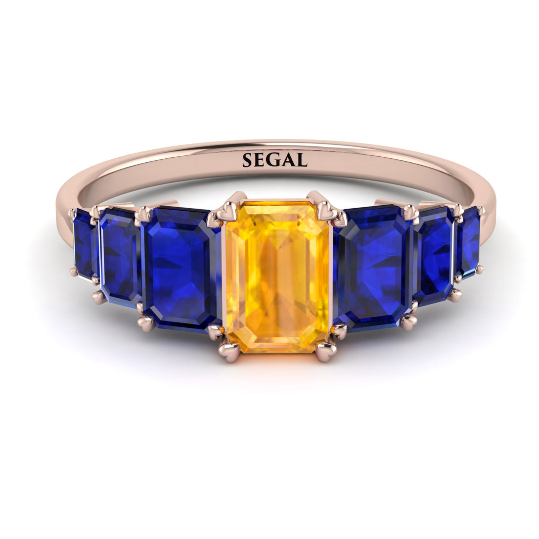 Emerald Cut Yellow Diamond Geometrical Ring - Briella No. 1014