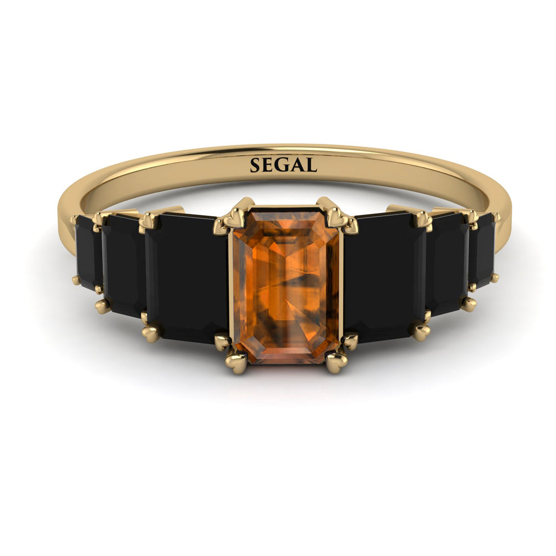 Emerald Cut Brown Diamond Geometrical Ring - Briella No. 1107