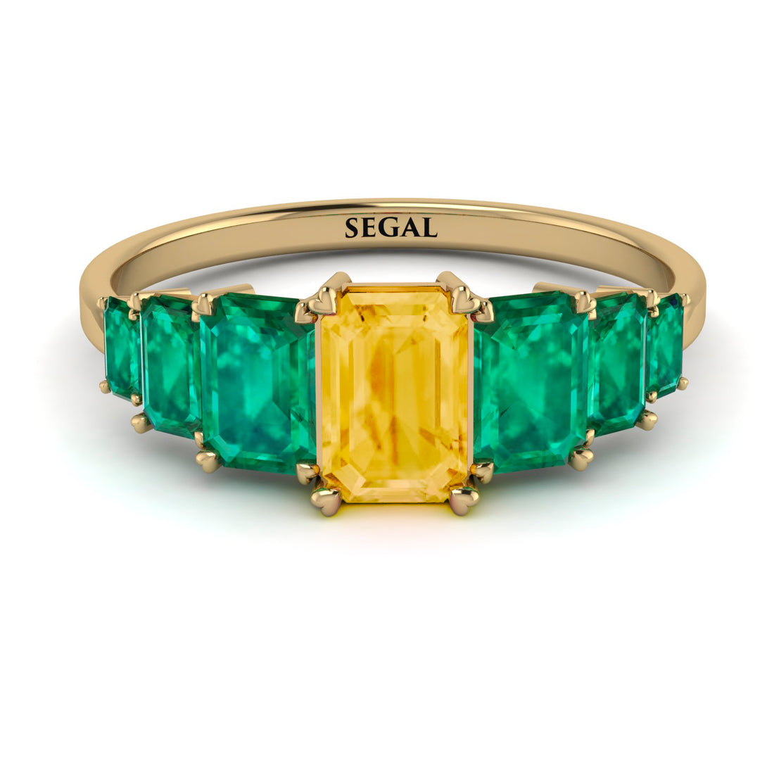 Emerald Cut Citrine Geometrical Ring - Briella No. 604