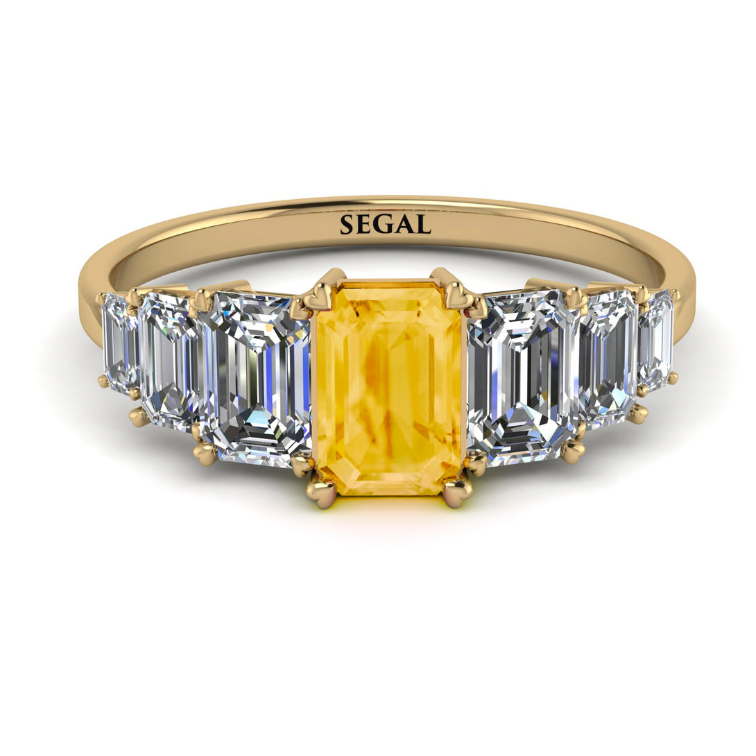 Emerald Cut Citrine Geometrical Ring - Briella No. 601
