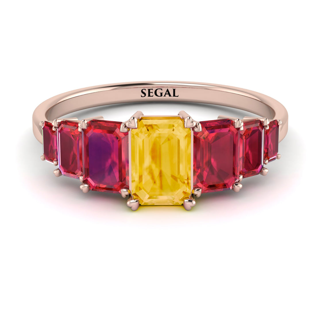 Emerald Cut Citrine Geometrical Ring - Briella No. 611