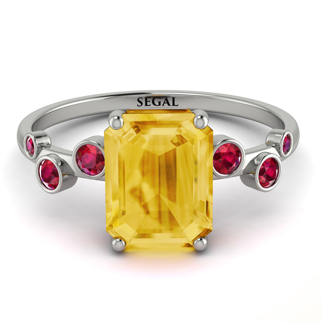 Emerald Cut Citrine Ring With Bezel - Alina No. 612