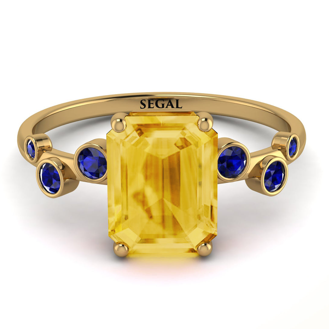 Emerald Cut Citrine Ring With Bezel - Alina No. 613