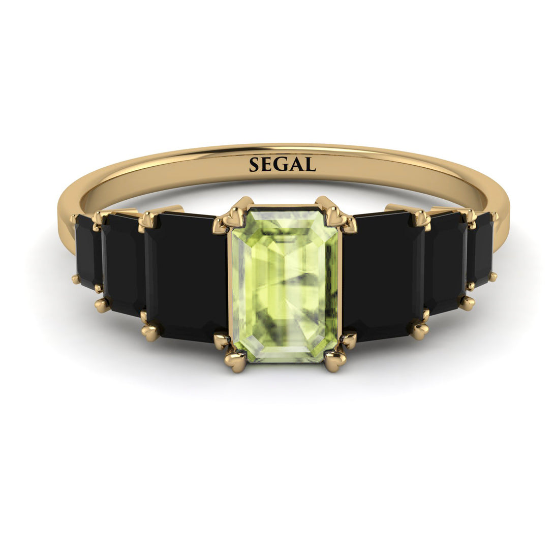 Emerald Cut Peridot Geometrical Ring - Briella No. 707