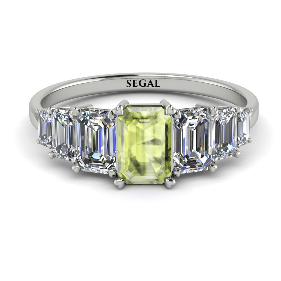 Emerald Cut Peridot Geometrical Ring - Briella No. 703
