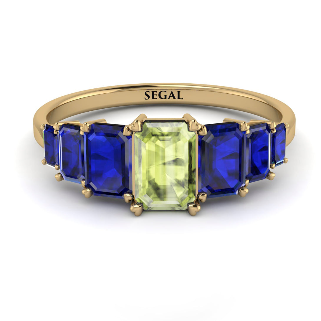 Emerald Cut Peridot Geometrical Ring - Briella No. 713