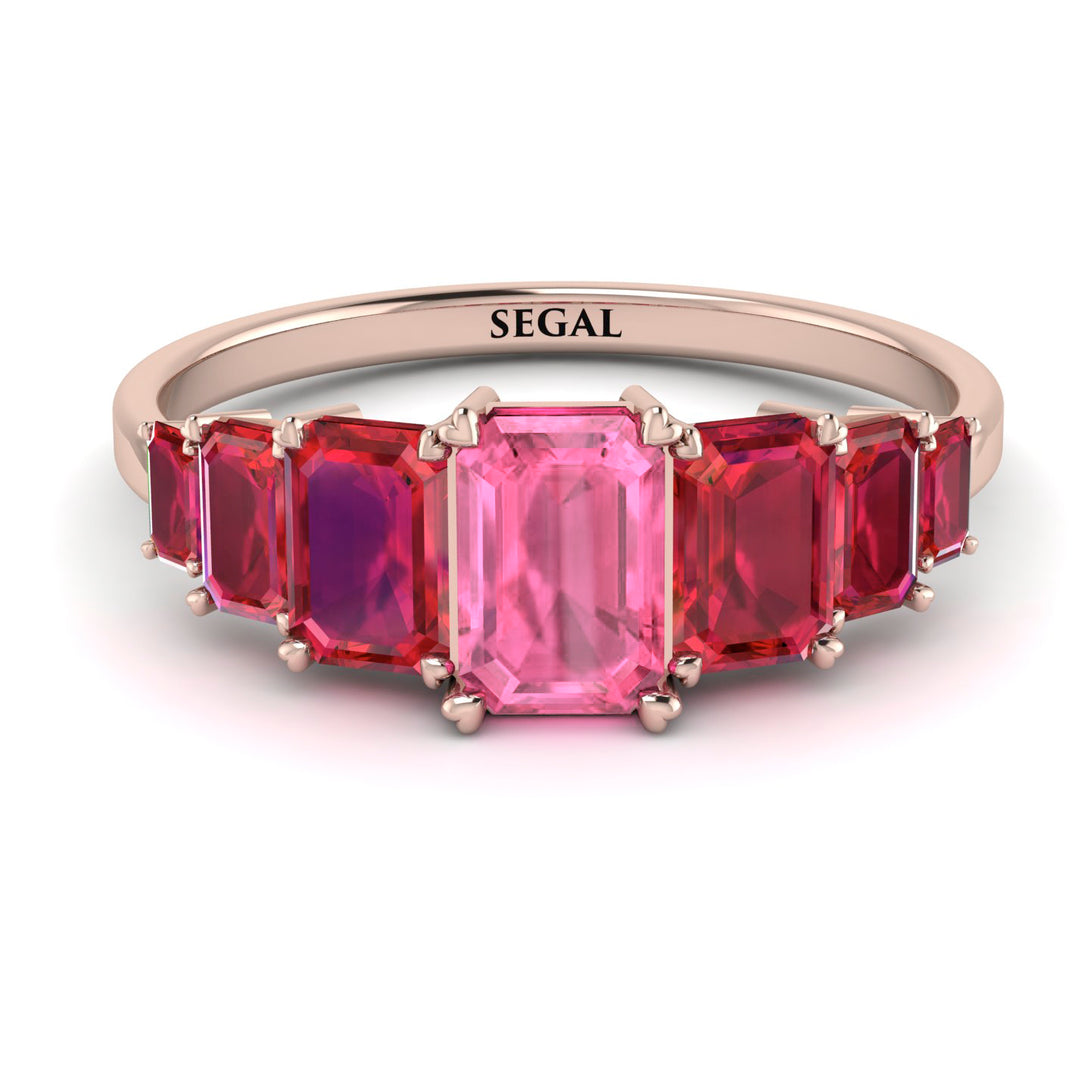 Emerald Cut Pink Moissanite Geometrical Ring - Briella No. 811