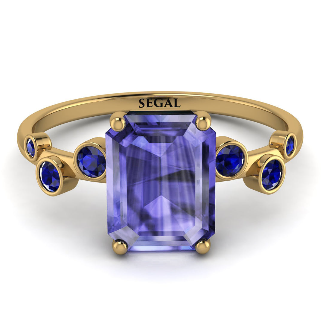 Emerald Cut Tanzanite Ring With Bezel - Alina No. 213