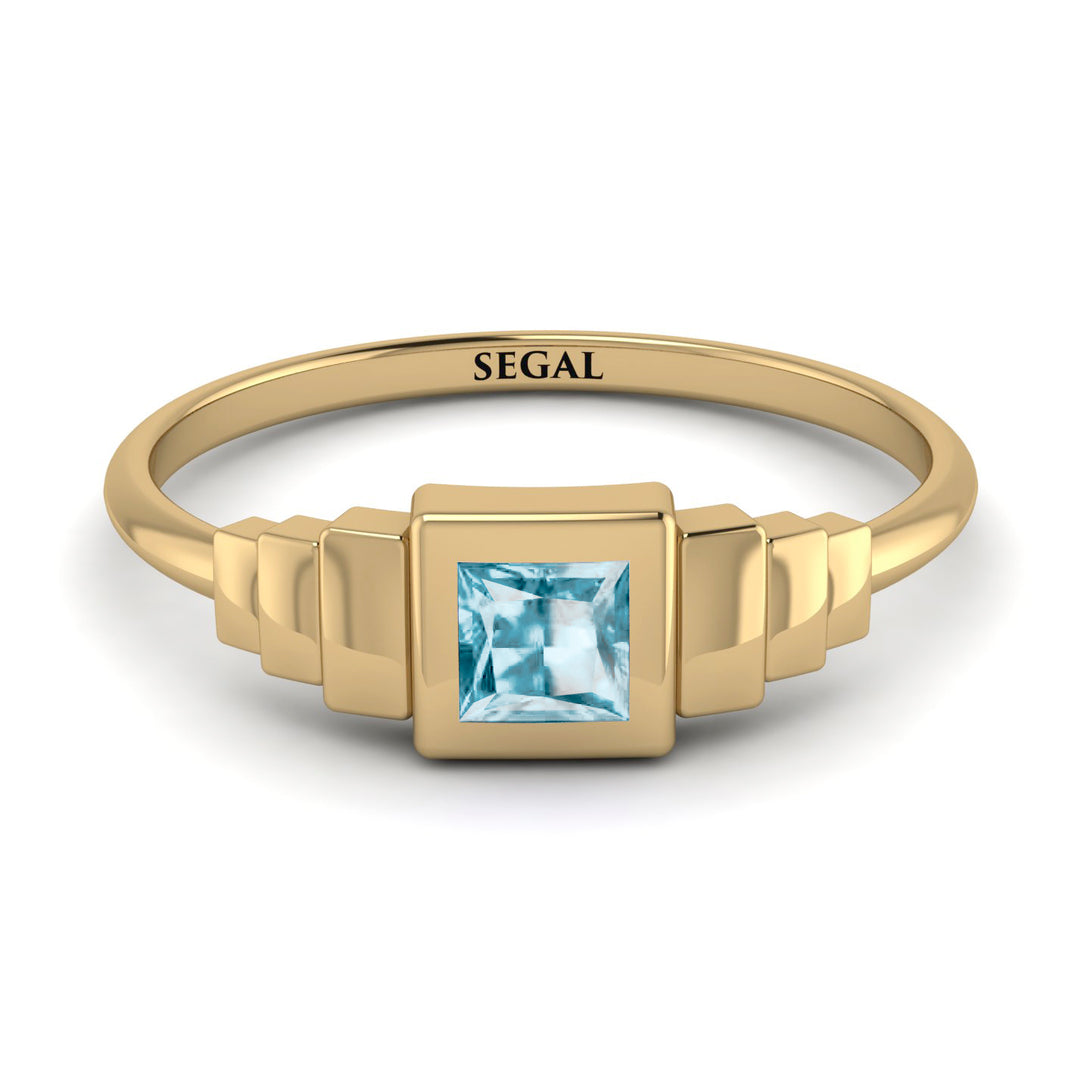 Geometric Princess Cut Aquamarine Ring - Everleigh No. 401