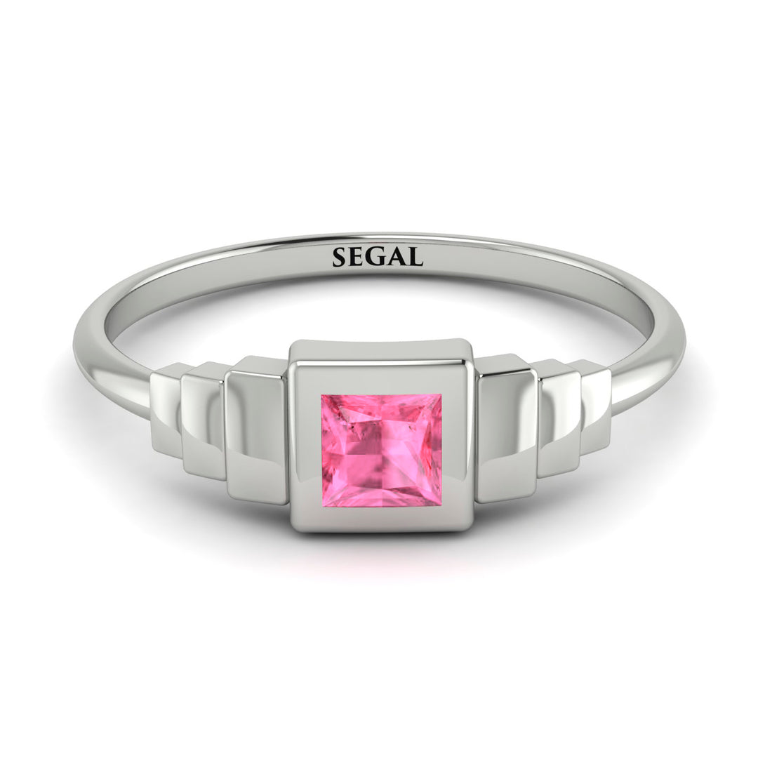 Geometric Princess Cut Pink Moissanite Ring - Everleigh No. 803