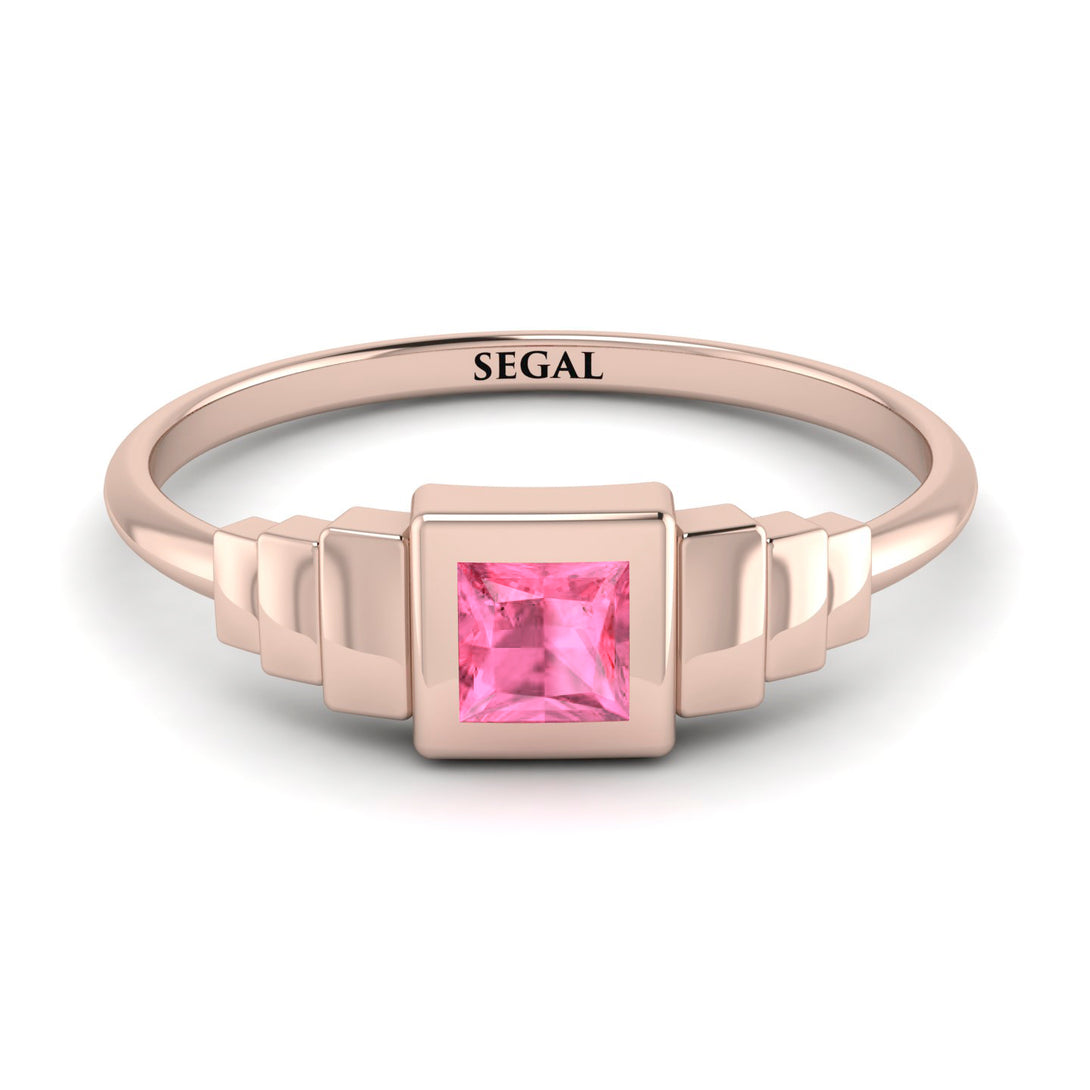 Geometric Princess Cut Pink Moissanite Ring - Everleigh No. 802