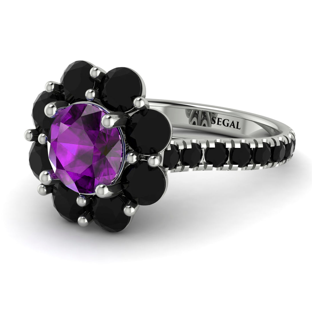 Glamorous Amethyst Halo Engagement Ring - Amaya No. 309