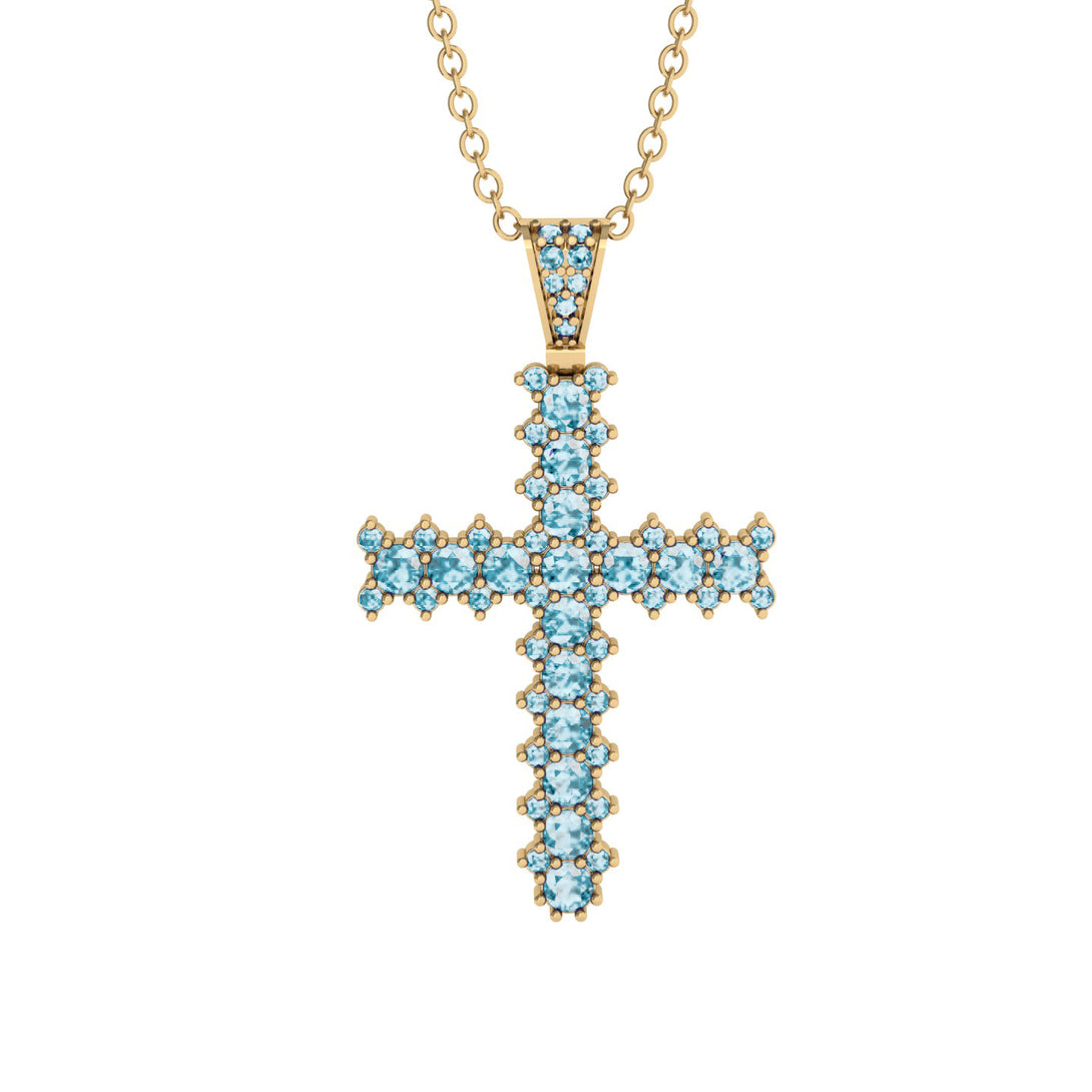 Glamorous Aquamarine Cross Pendant - Raymond No. 401