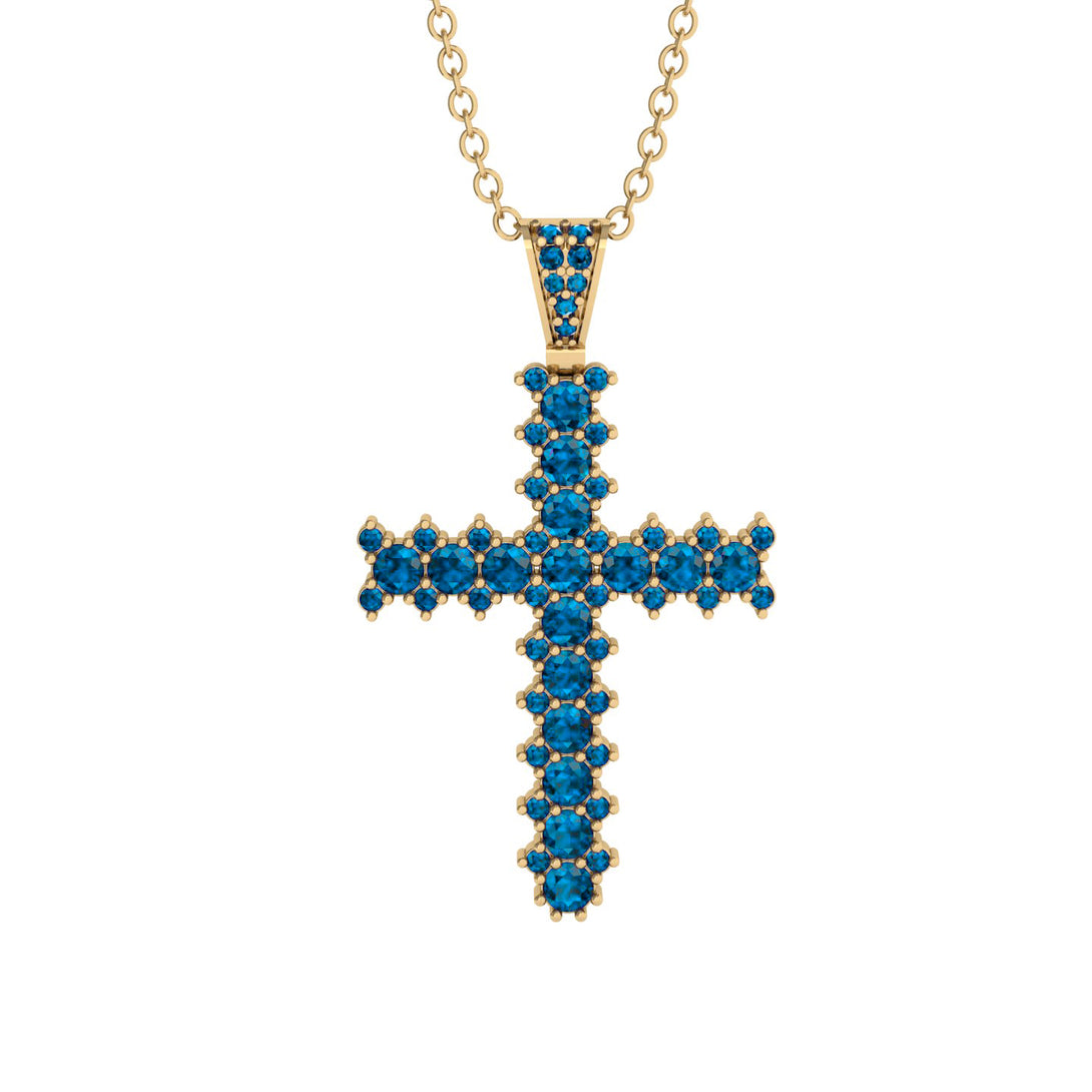 Glamorous Blue Topaz Cross Pendant - Raymond No. 501