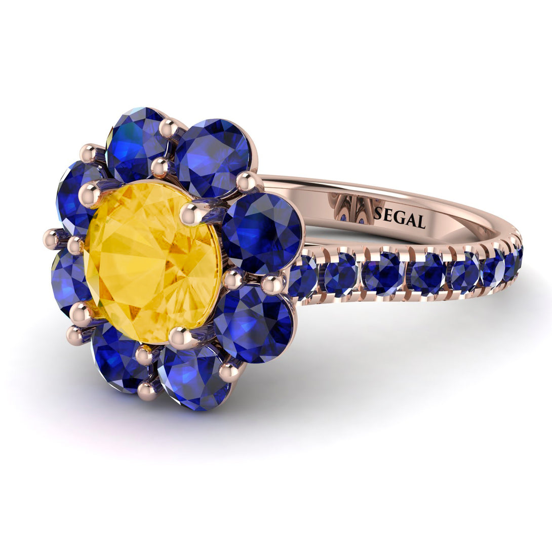 Glamorous Citrine Halo Engagement Ring - Amaya No. 614