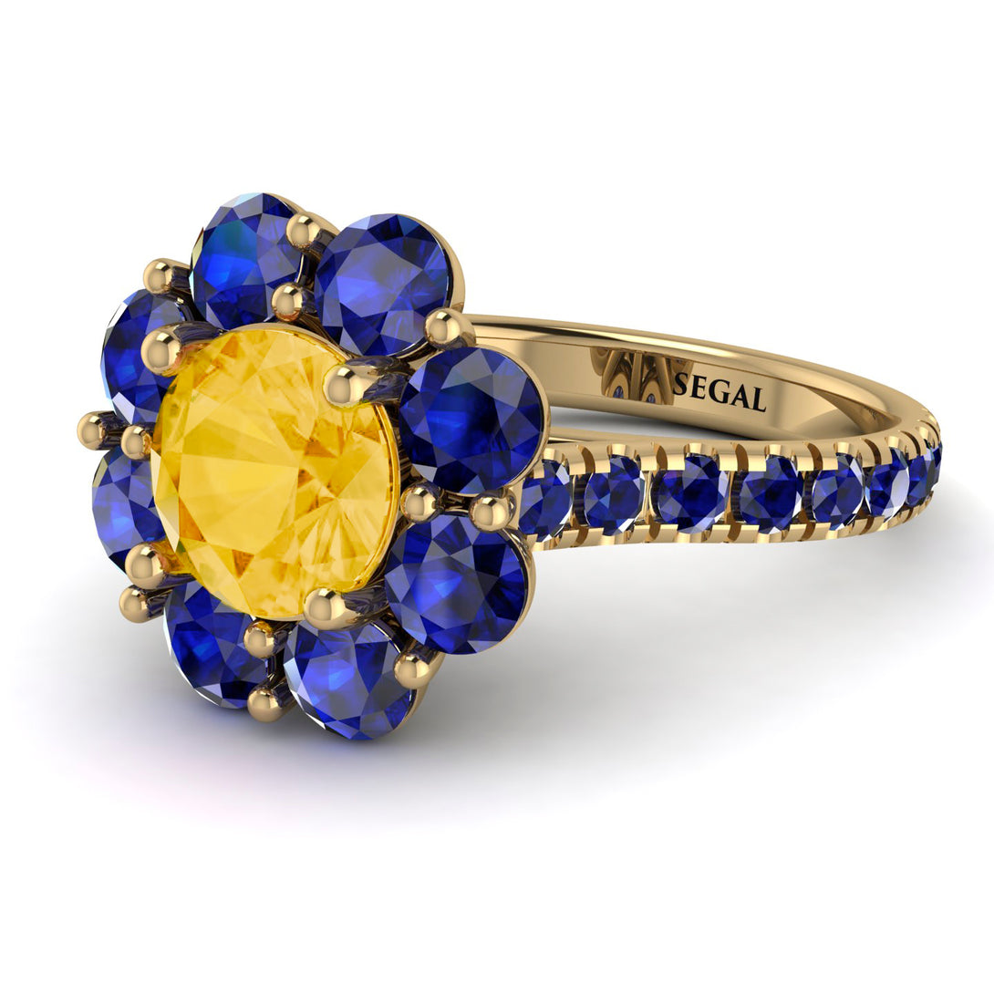 Glamorous Citrine Halo Engagement Ring - Amaya No. 613