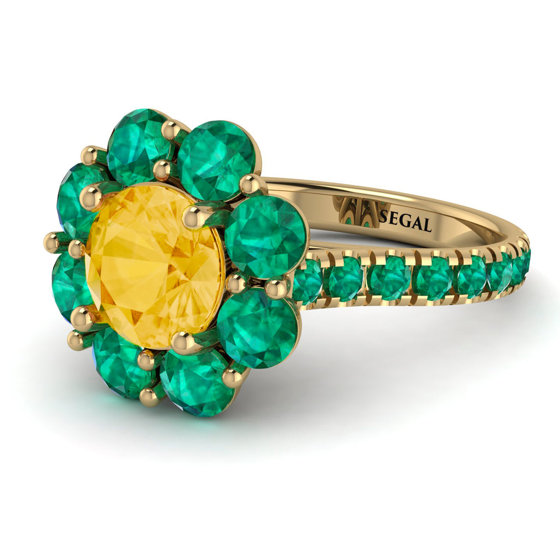 Glamorous Citrine Halo Engagement Ring - Amaya No. 604