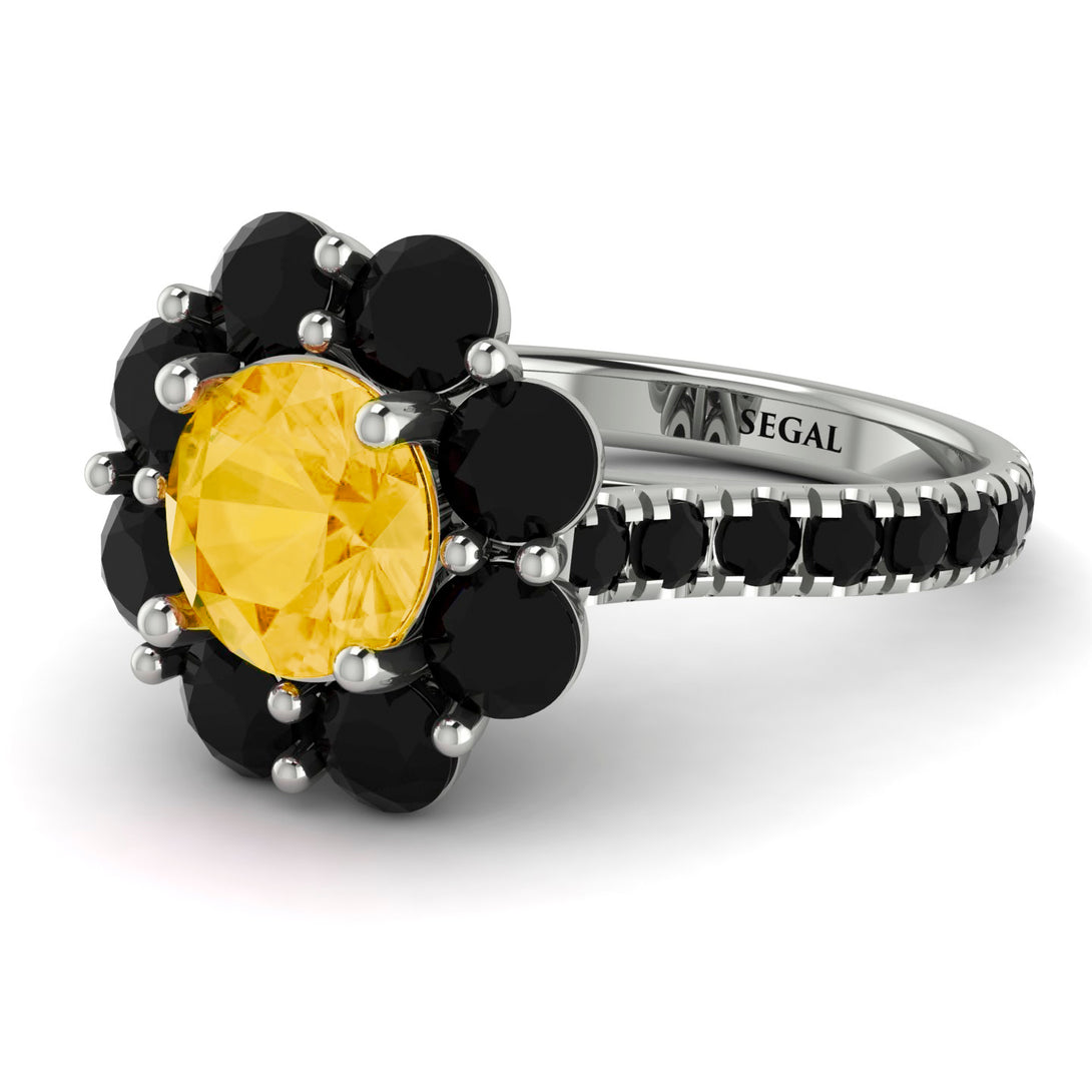 Glamorous Citrine Halo Engagement Ring - Amaya No. 609