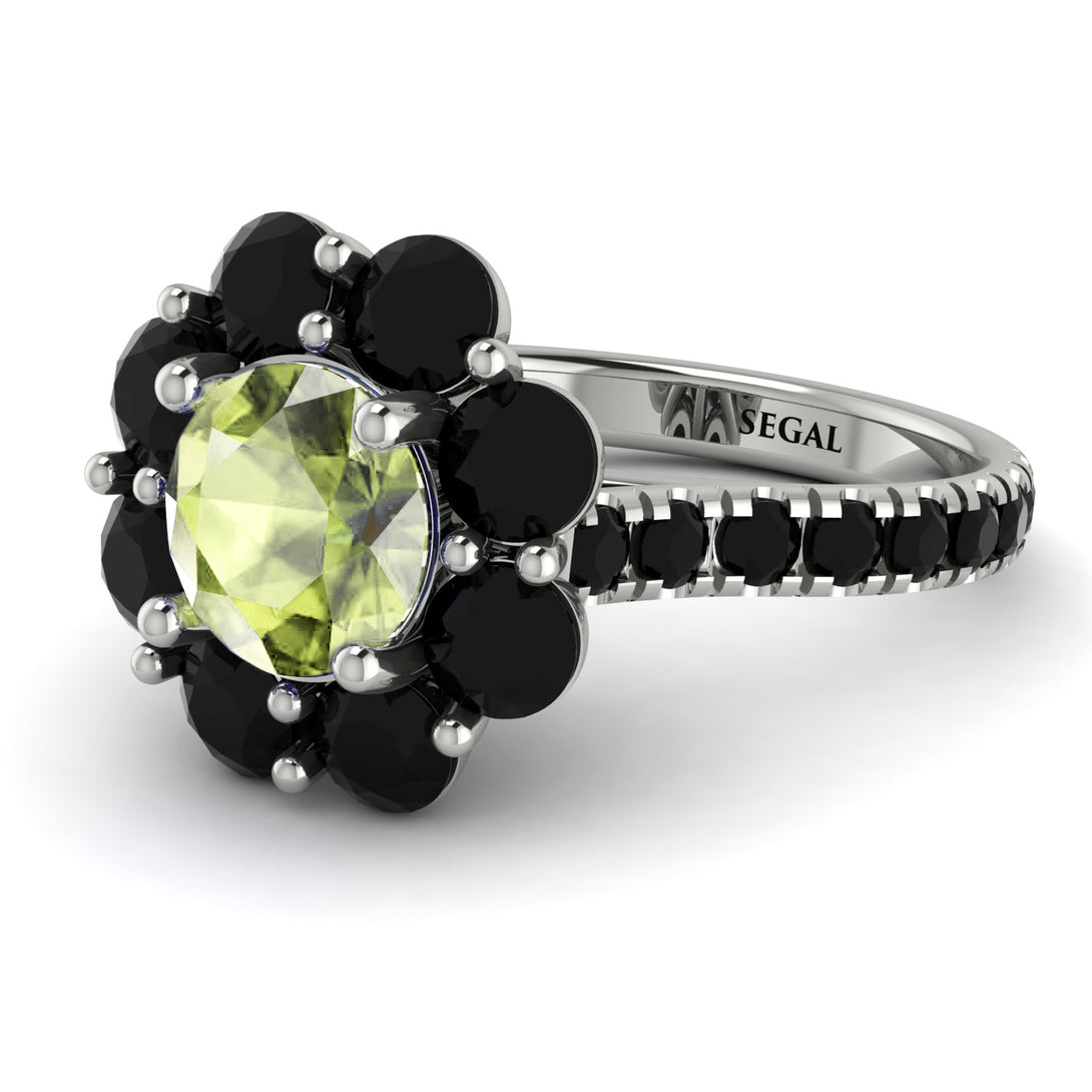 Glamorous Peridot Halo Engagement Ring - Amaya No. 709