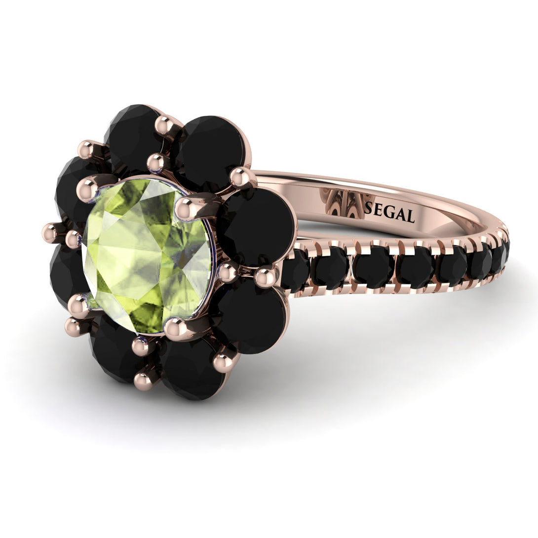 Glamorous Peridot Halo Engagement Ring - Amaya No. 708