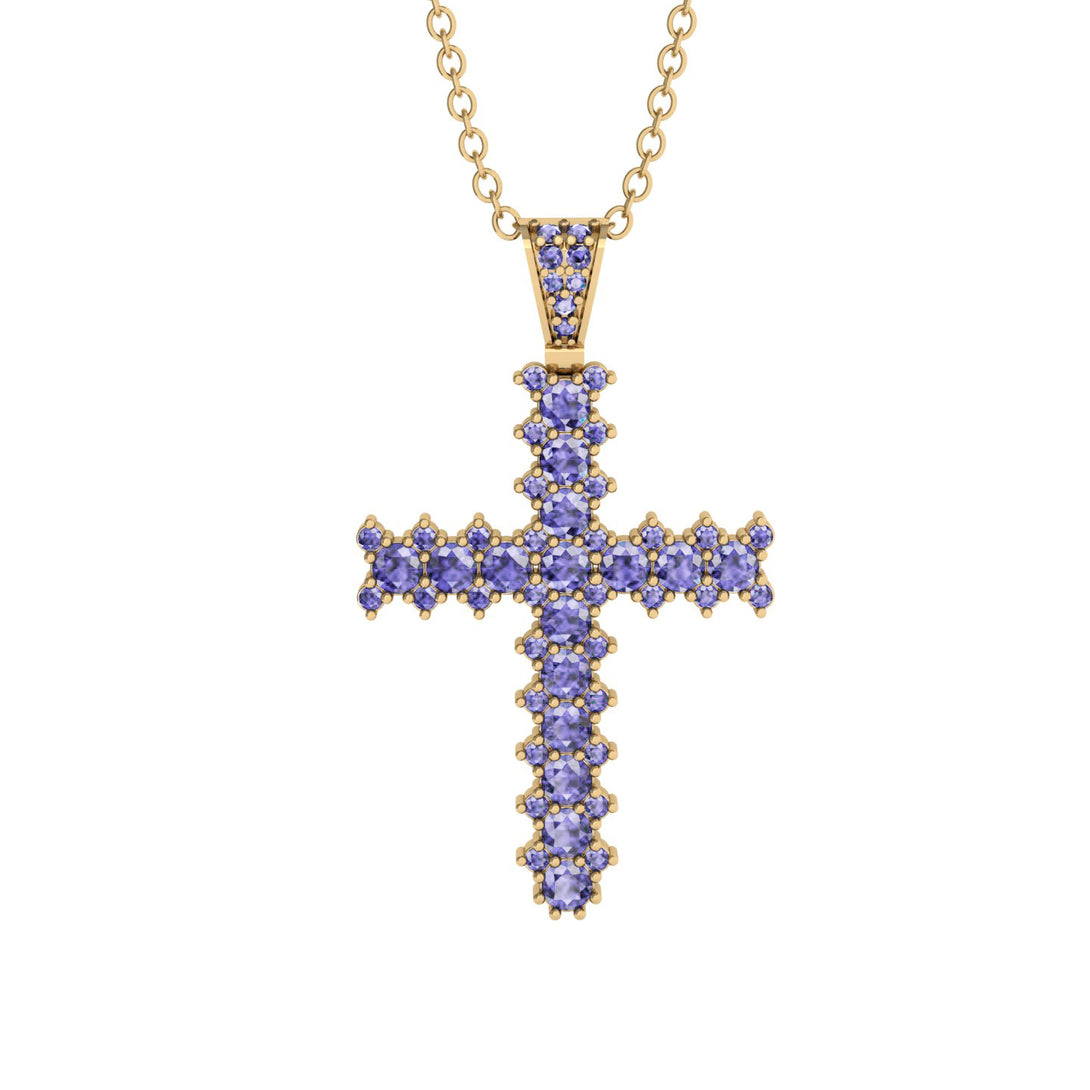 Glamorous Tanzanite Cross Pendant - Raymond No. 201