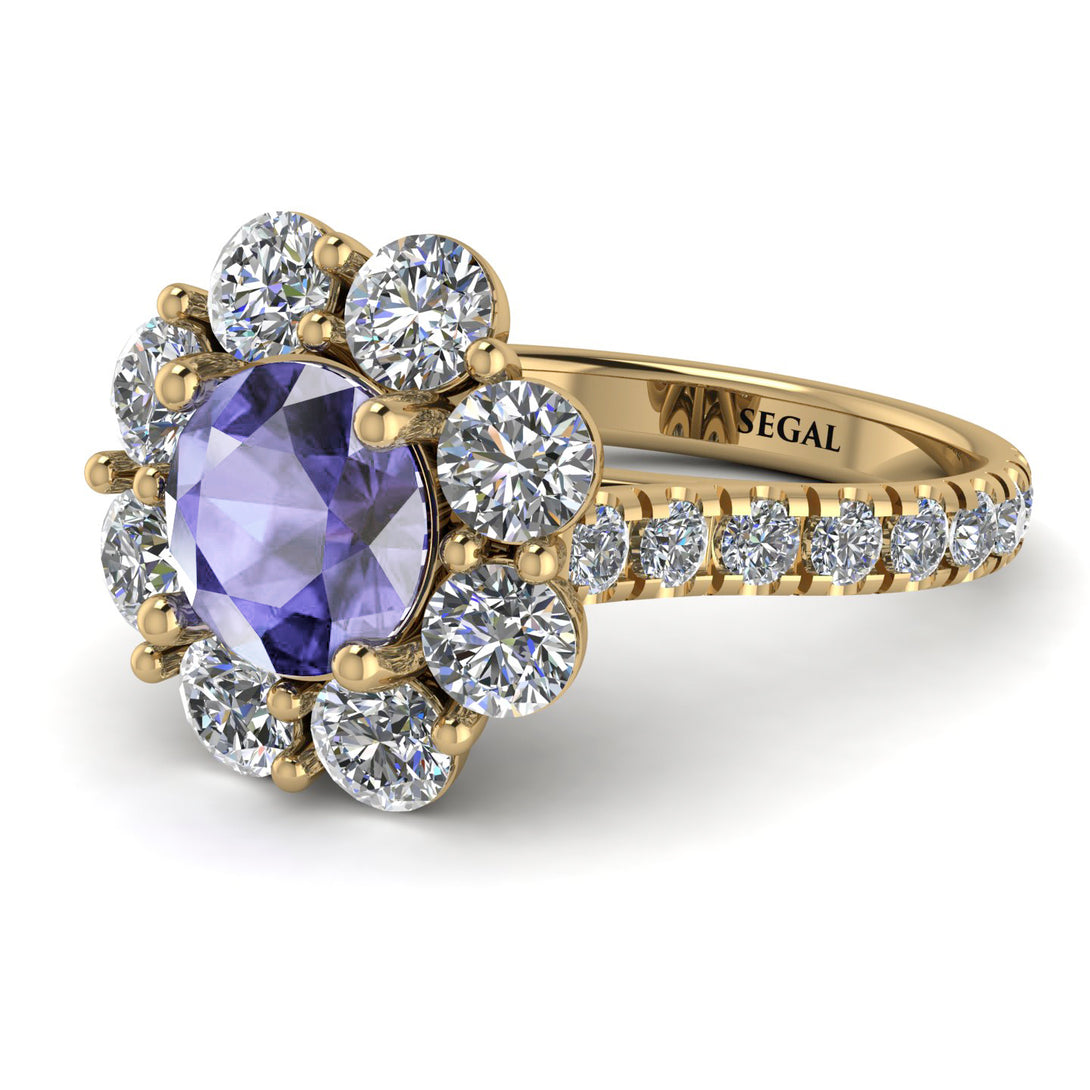 Glamorous Tanzanite Halo Engagement Ring - Amaya No. 201
