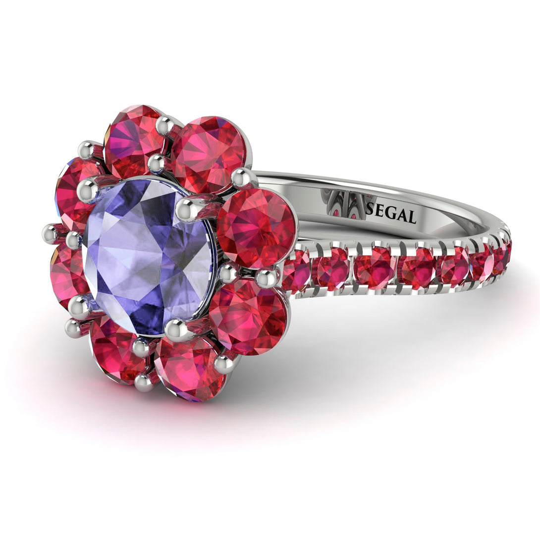 Glamorous Tanzanite Halo Engagement Ring - Amaya No. 212