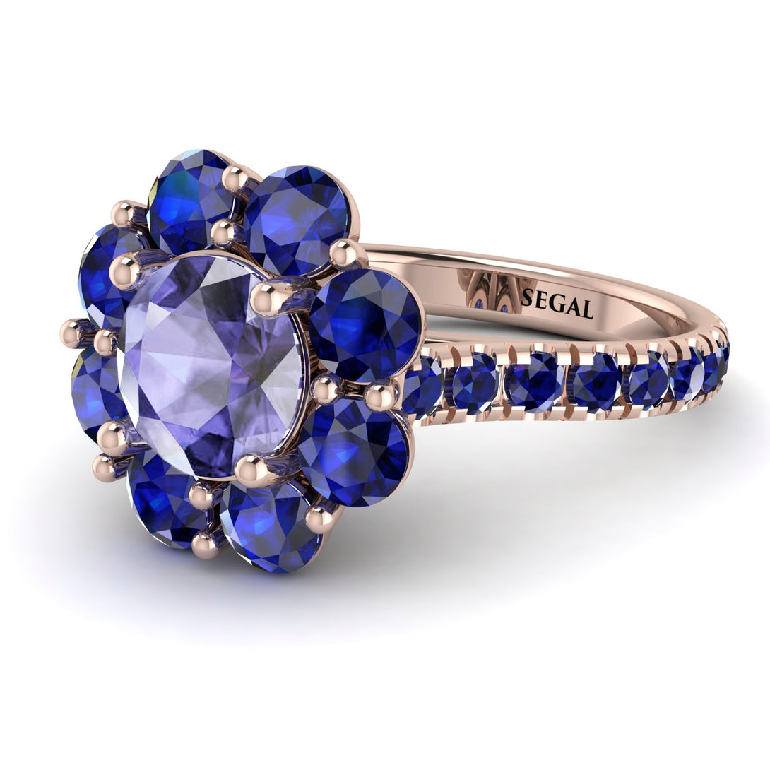 Glamorous Tanzanite Halo Engagement Ring - Amaya No. 214