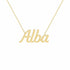 Alba name necklace in solid 14K Yellow Gold, handmade in Los Angeles