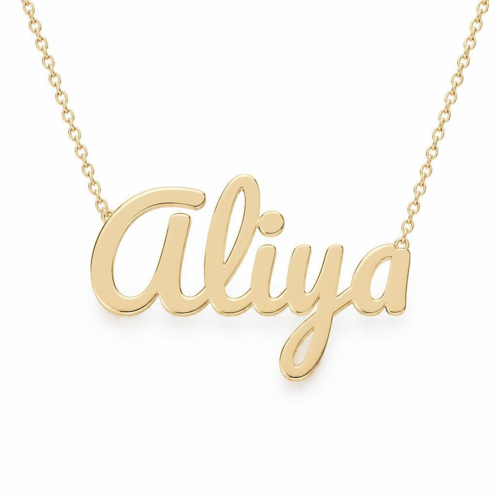 Gold Name Necklace – Aliya | 14K Solid Gold
