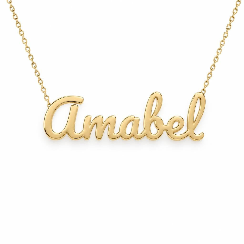 Gold Name Necklace – Amabel | 14K Solid Gold