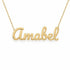 Amabel name necklace in solid 14K Yellow Gold, handmade in Los Angeles