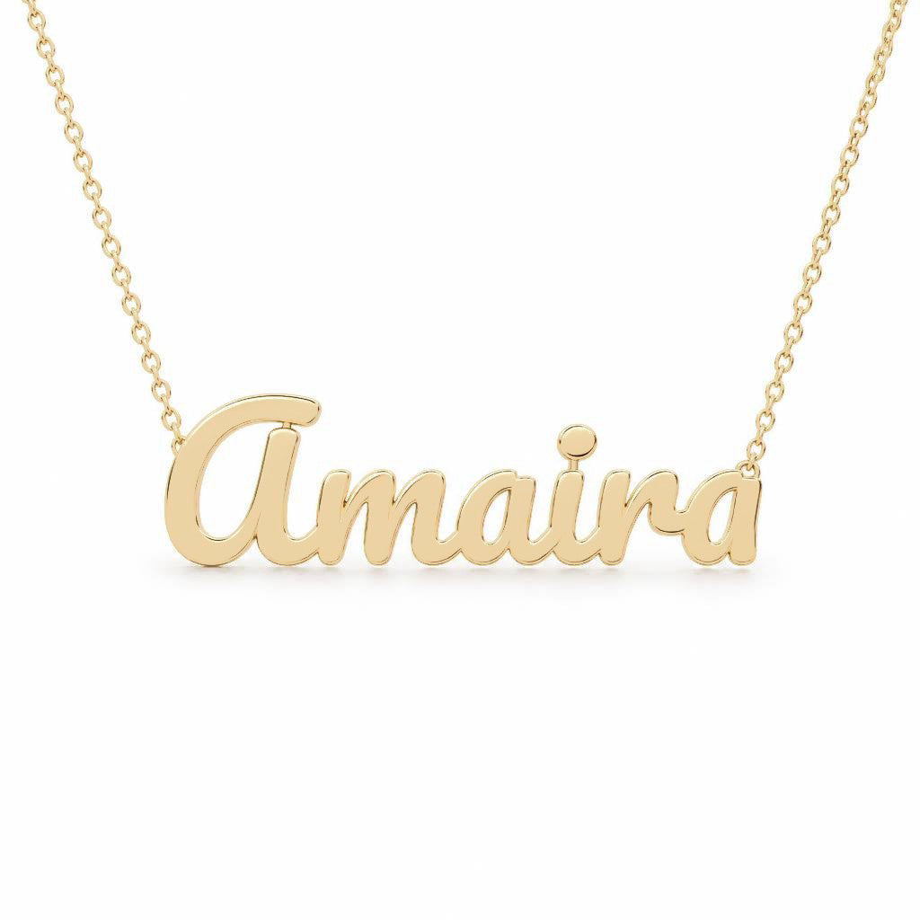 Gold Name Necklace – Amaira | 14K Solid Gold