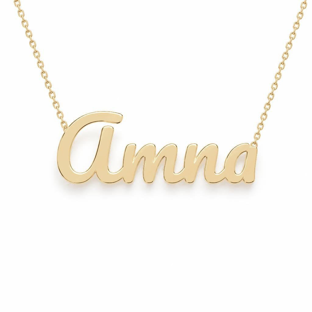 Gold Name Necklace – Amna | 14K Solid Gold