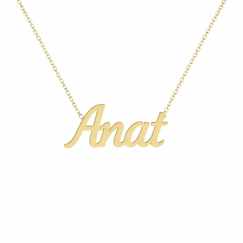 Gold Name Necklace – Anat | 14K Solid Gold