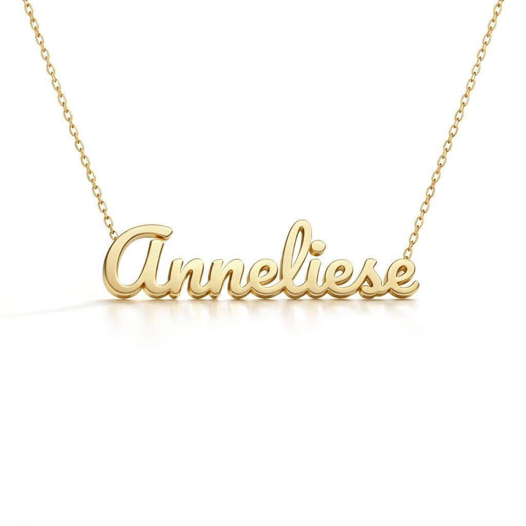Gold Name Necklace – Anneliese | 14K Solid Gold