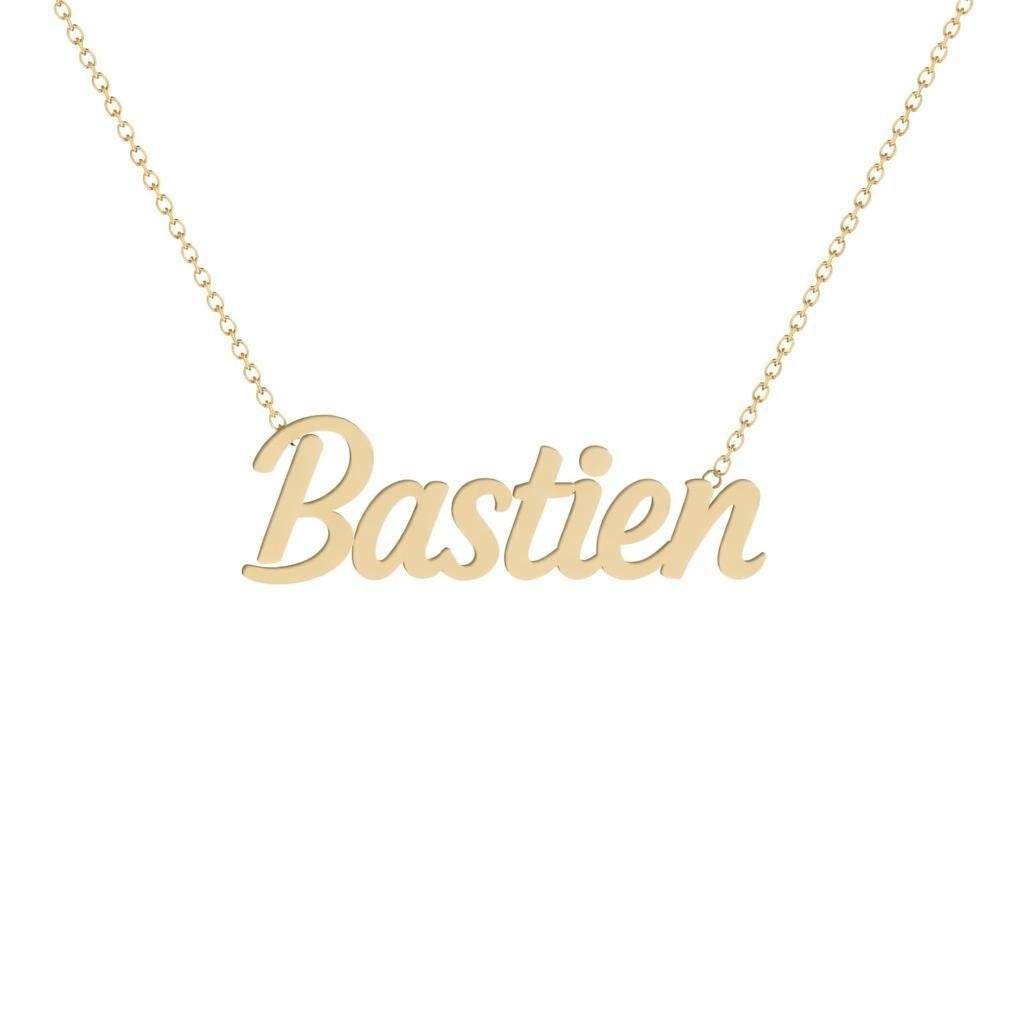 Gold Name Necklace – Bastien | 14K Solid Gold